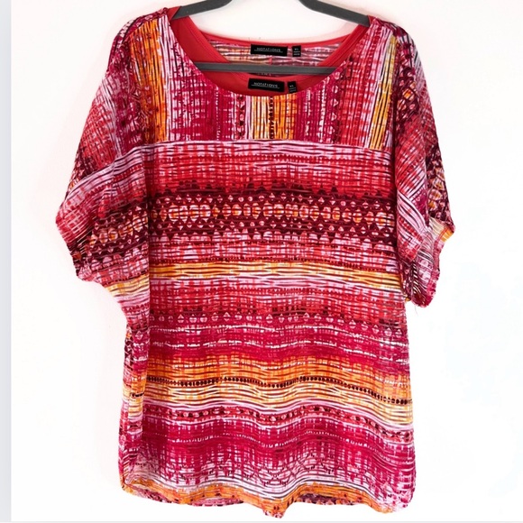 Notations 2 piece vibrant multi color short sleeve shirt blouse Size: XL - Picture 1 of 9